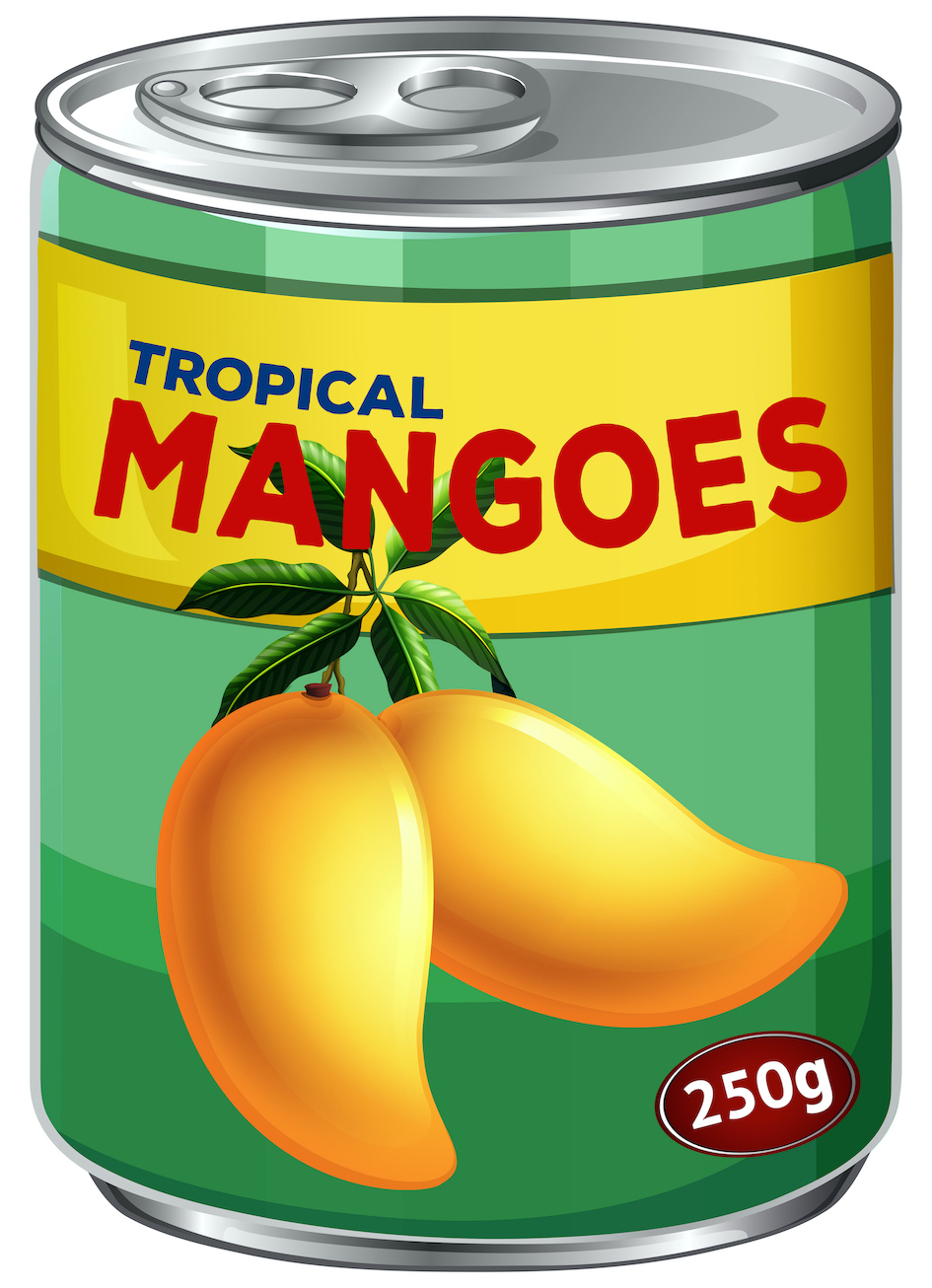 Can of tropical mangoes